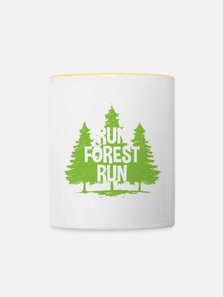 Run Forest Run - Tasse zweifarbig - Weiß/Gelb