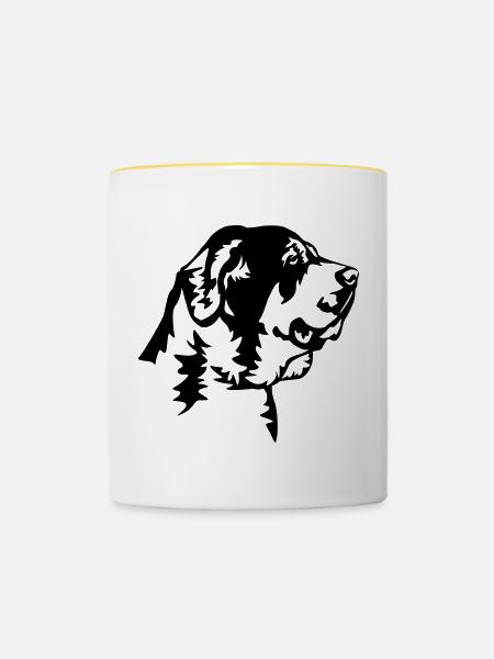 Mastin Espanol Kopf - Tasse zweifarbig - Weiß/Gelb