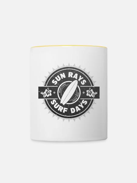 Surfen Retro Surfer Grafikdesign - Tasse zweifarbig - Weiß/Gelb