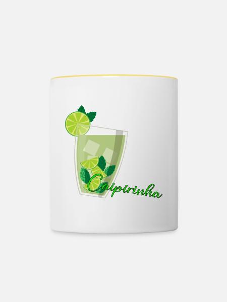 Caipirinha Glas mit Limetten Mint - Tasse zweifarbig - Weiß/Gelb
