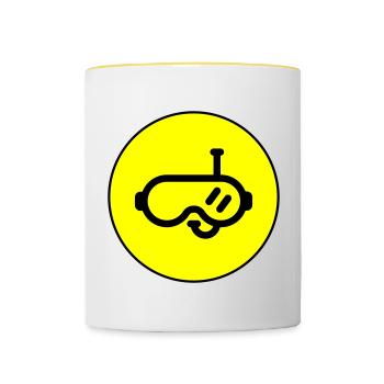 Diving goggles circle - Contrasting Mug - white/yellow - Front
