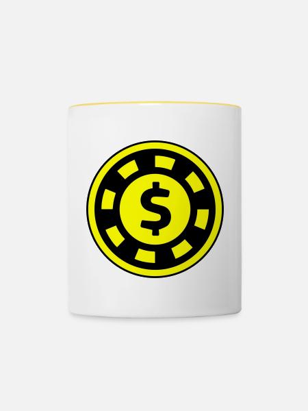 Poker Chip Kreis - Tasse zweifarbig - Weiß/Gelb