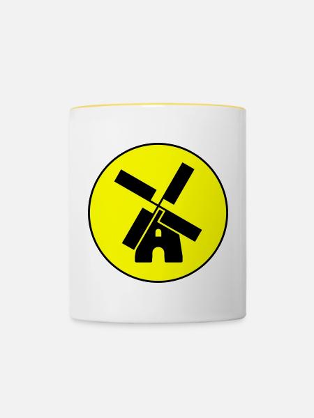 Windmühle Kreis - Tasse zweifarbig - Weiß/Gelb