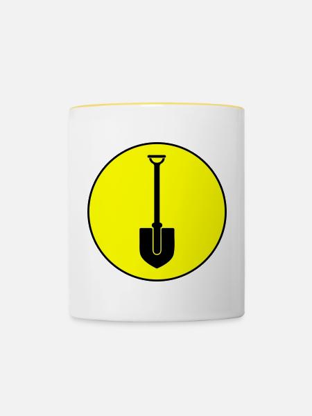 Schaufel icon Kreis - Tasse zweifarbig - Weiß/Gelb
