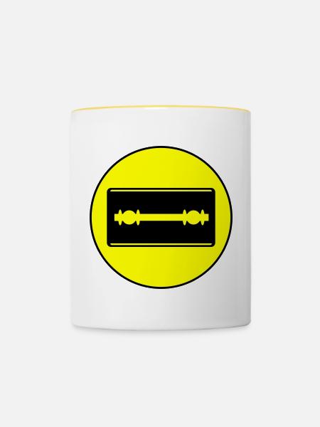 Rasierklinge Icon Kreis - Tasse zweifarbig - Weiß/Gelb