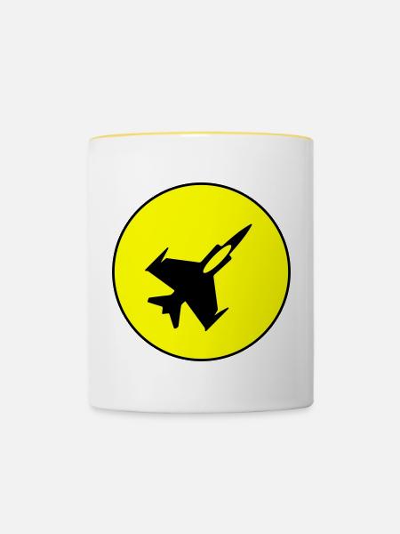 Flugzeug jet symbol - Tasse zweifarbig - Weiß/Gelb