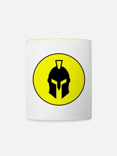 Spartaner Helm - Tasse zweifarbig - Weiß/Gelb