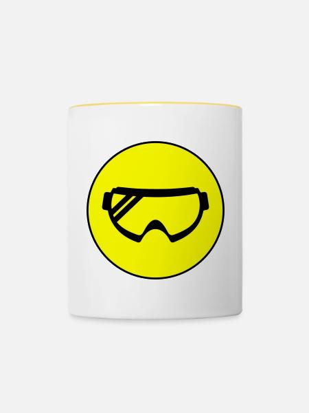 Skibrille icon - Tasse zweifarbig - Weiß/Gelb