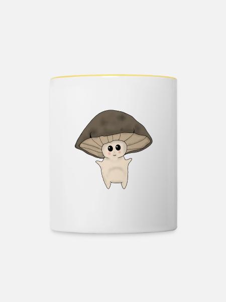 Pilzmännchen - Tasse zweifarbig - Weiß/Gelb