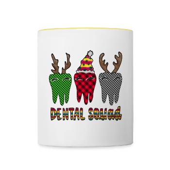 Dental Squad 2023 Christmas , Dentist Christmas , - Contrasting Mug - white/yellow - Front
