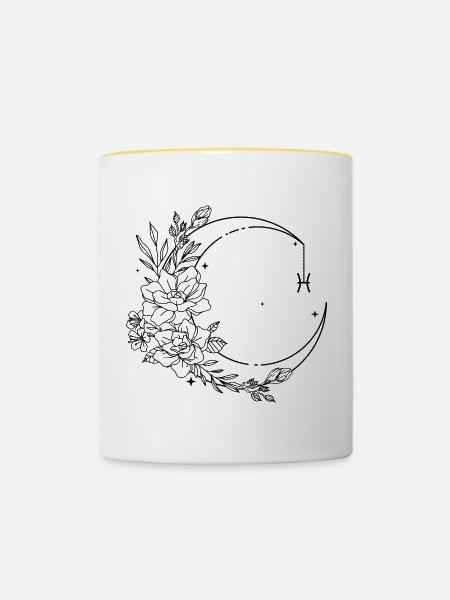 Fische Astrologie - Tasse zweifarbig - Weiß/Gelb