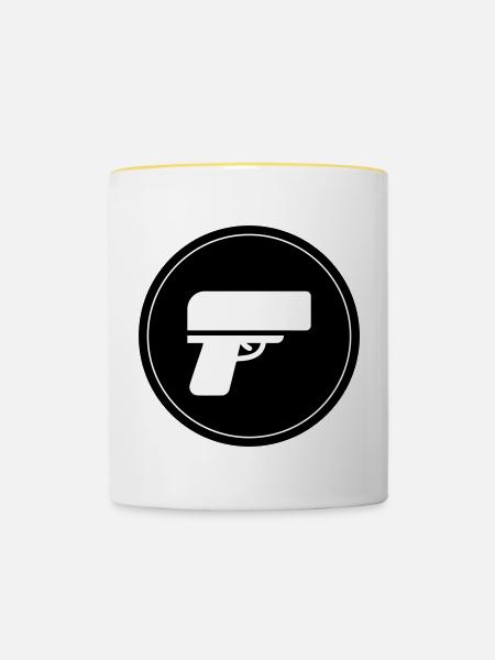 Waffe Money Rain Kreis - Tasse zweifarbig - Weiß/Gelb