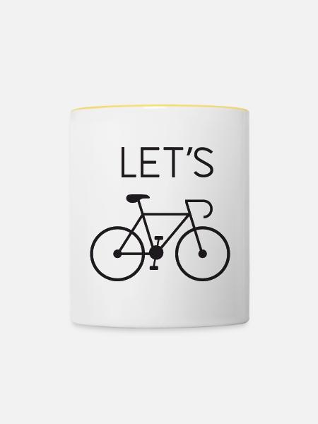 Let's Cycling - Tasse zweifarbig - Weiß/Gelb