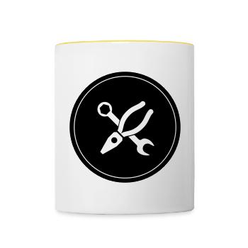 Icône de pince - Mug contrasté - blanc/jaune - Devant