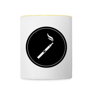 E-Zigarette Silhouette - Tasse zweifarbig - Weiß/Gelb - Vorne