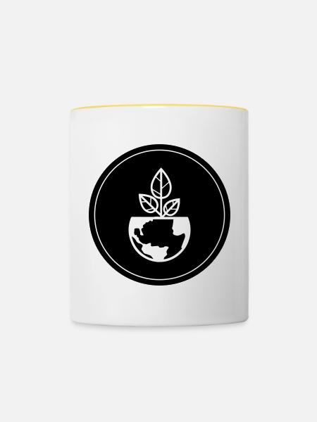 Planet Erde - Tasse zweifarbig - Weiß/Gelb