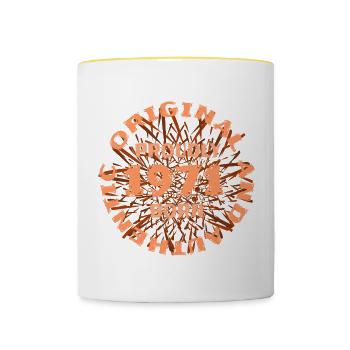 100 Prozent Original Authentisch 1971 - Tasse zweifarbig - Weiß/Gelb - Vorne