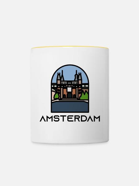Amsterdam - Tasse zweifarbig - Weiß/Gelb