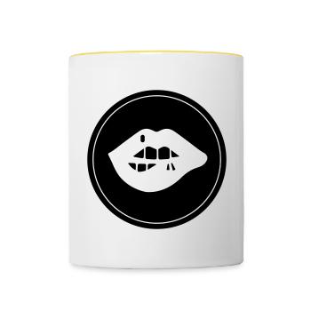Lip icon - Contrasting Mug - white/yellow - Front