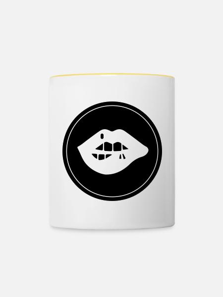 Lippen symbol - Tasse zweifarbig - Weiß/Gelb