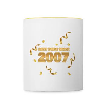 Jahr 2007 - Tasse zweifarbig - Weiß/Gelb - Vorne