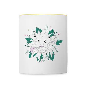 Botanischer Löwe - Tasse zweifarbig - Weiß/Gelb - Vorne