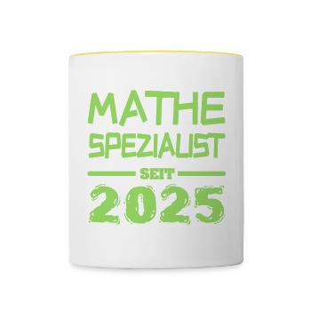 Mathespezialist 2025 - Tasse zweifarbig - Weiß/Gelb - Vorne