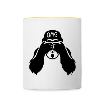 Funny Monkey - Gorilla OMG Teacher - Contrasting Mug - white/yellow - Front