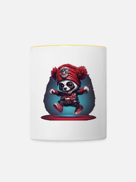 Süßer Panda als Pirat - Tasse zweifarbig - Weiß/Gelb