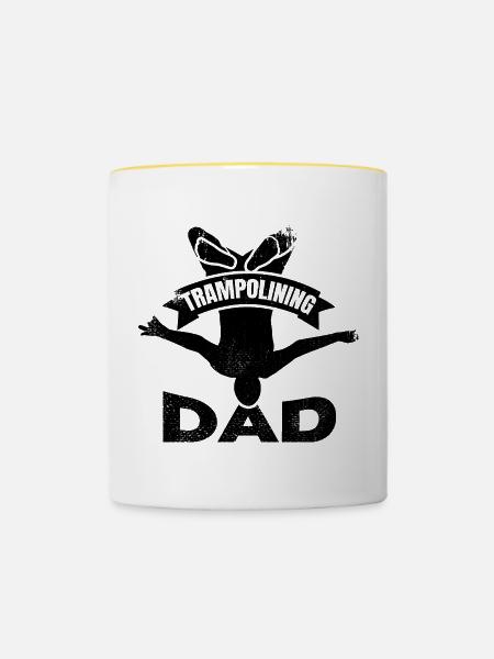 Trampolinspringer Papa - Tasse zweifarbig - Weiß/Gelb