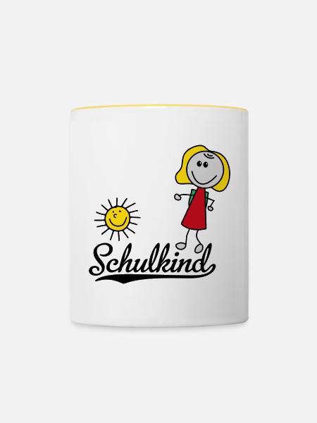 Schulkind - Tasse zweifarbig - Weiß/Gelb