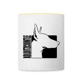 Xoloitzcuintle Profil Hund Hunde Wilsigns - Tasse zweifarbig - Weiß/Gelb - Vorne