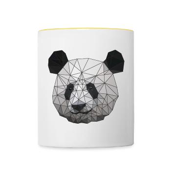 Polygonal Panda Bär Low Poly Kunst Dreieck Formen - Tasse zweifarbig - Weiß/Gelb - Vorne