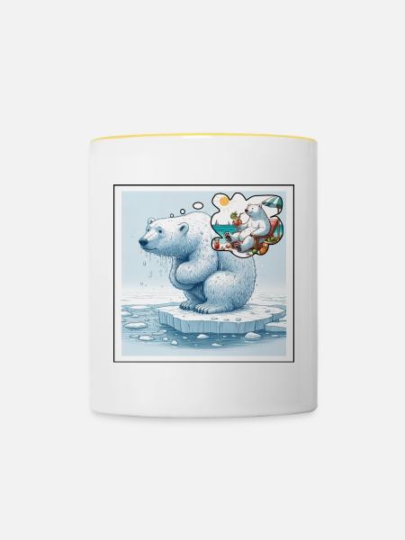Eisbär - Tasse zweifarbig - Weiß/Gelb