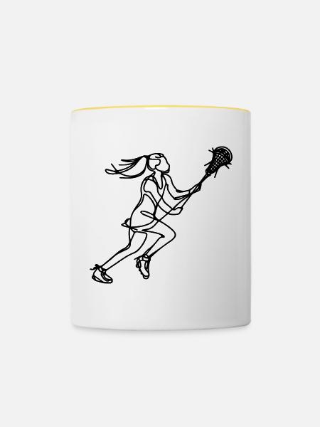 Lacrosse Mädchen - Tasse zweifarbig - Weiß/Gelb