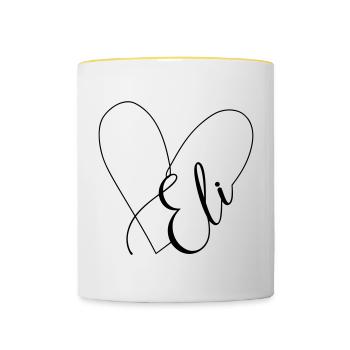 Eli Name Herzlinie - Tasse zweifarbig - Weiß/Gelb - Vorne