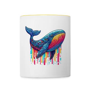 Baleine - Mug contrasté - blanc/jaune - Devant