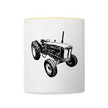 Super Tracteur - Mug contrasté - blanc/jaune - Devant