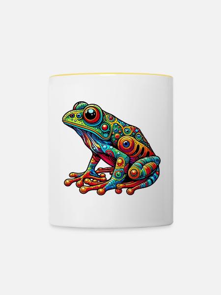 Frosch - Tasse zweifarbig - Weiß/Gelb