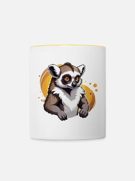 Starker Lemur - Tasse zweifarbig - Weiß/Gelb