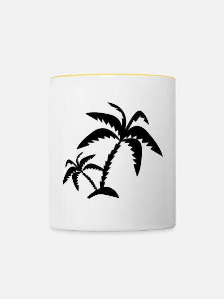 Zwei Palmen - Tasse zweifarbig - Weiß/Gelb