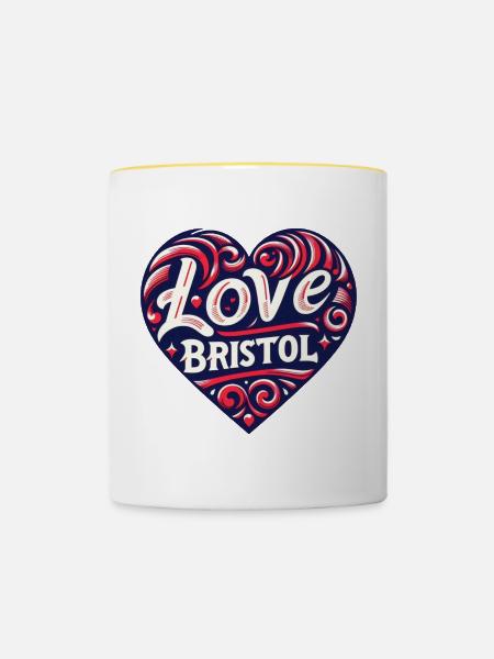 Ich liebe Bristol - Tasse zweifarbig - Weiß/Gelb