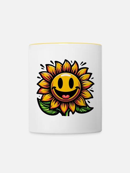 Sonnenblume - Tasse zweifarbig - Weiß/Gelb