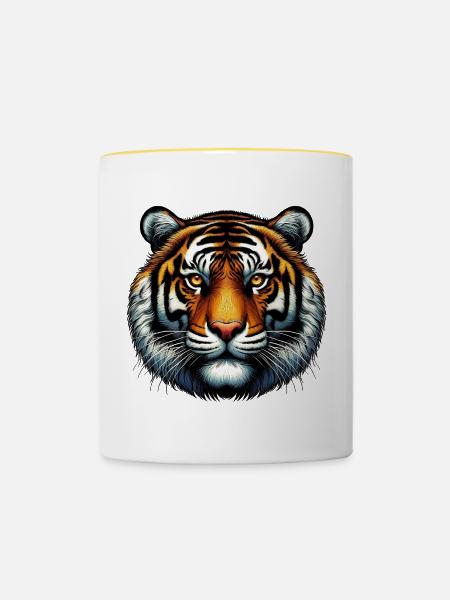 Tiger - Tasse zweifarbig - Weiß/Gelb