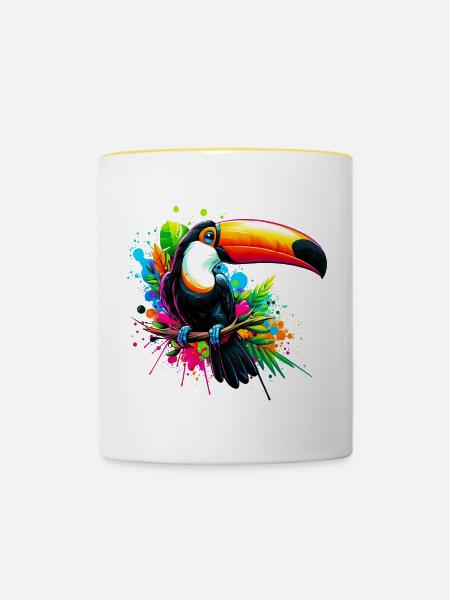 Tukan - Tasse zweifarbig - Weiß/Gelb