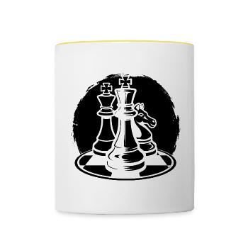 Schachfiguren - Tasse zweifarbig - Weiß/Gelb - Vorne