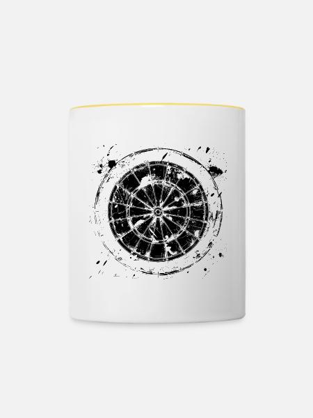 Dartscheibe Zeichnung - Tasse zweifarbig - Weiß/Gelb