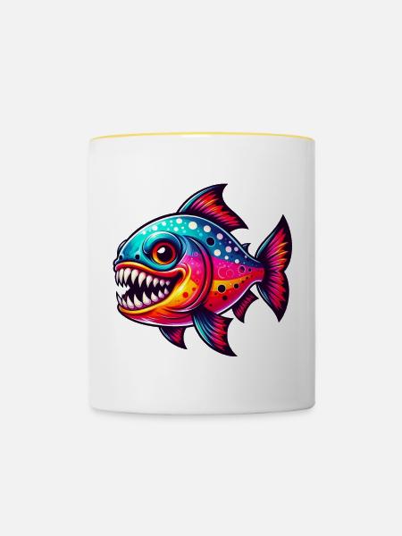 Piranha - Tasse zweifarbig - Weiß/Gelb