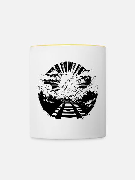Eisenbahn - Tasse zweifarbig - Weiß/Gelb