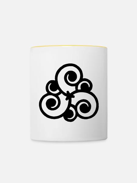 Schwarze Blume und Natur - Tasse zweifarbig - Weiß/Gelb